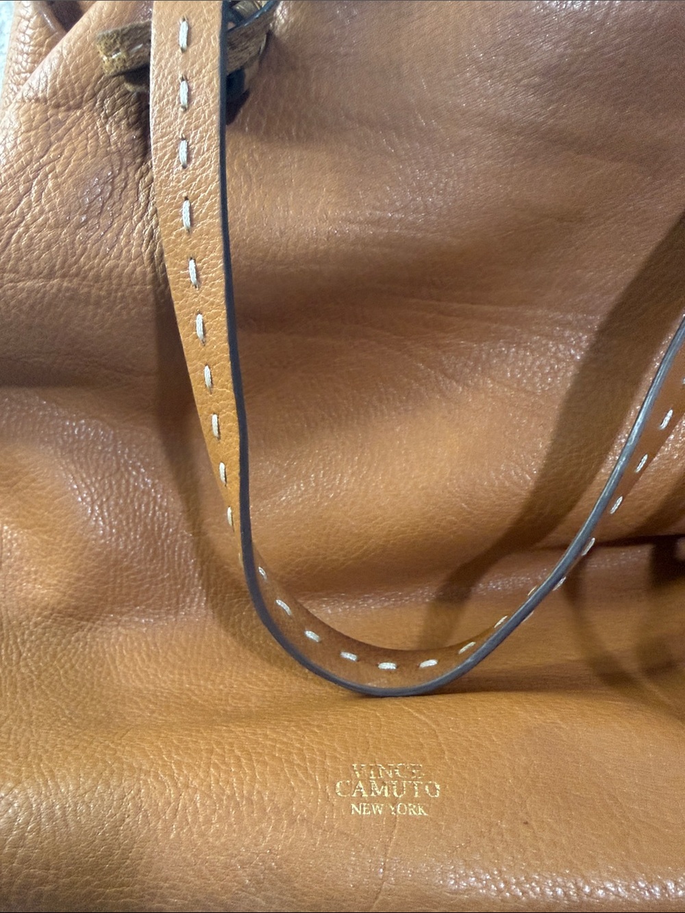 Tan Leather Shoulder Tote Bag - Classic Everyday Carry - Picture 2 of 6
